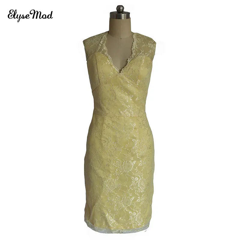 Robe Longue Femme Soiree Sheath Real Photo V-Neck Yellow Lace Cap Sleeves Open Back Mini Cocktail Party Dresses
Robe Longue Femme Soiree Sheath Real Photo V-Neck Yellow Lace Cap Sleeves Open Back Mini Cocktail Party Dresses