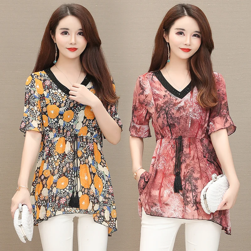 women FLORAL blouse shirt plus size 5XL New Fashion o-neck Print feminine tops blusas Chiffon red women's clothing
women FLORAL blouse shirt plus size 5XL New Fashion o-neck Print feminine tops blusas Chiffon red women's clothing