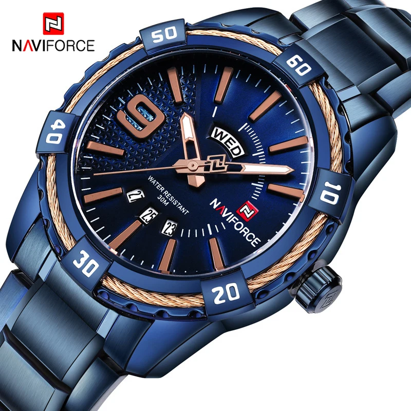 NAVIFORCE 2020 Men Watch Top Brand Luxury Full Steel Military Quartz Clock Mens Watches Fashion Blue Sport Waterproof Wristwatch
NAVIFORCE 2020 Men Watch Top Brand Luxury Full Steel Military Quartz Clock Mens Watches Fashion Blue Sport Waterproof Wristwatch
