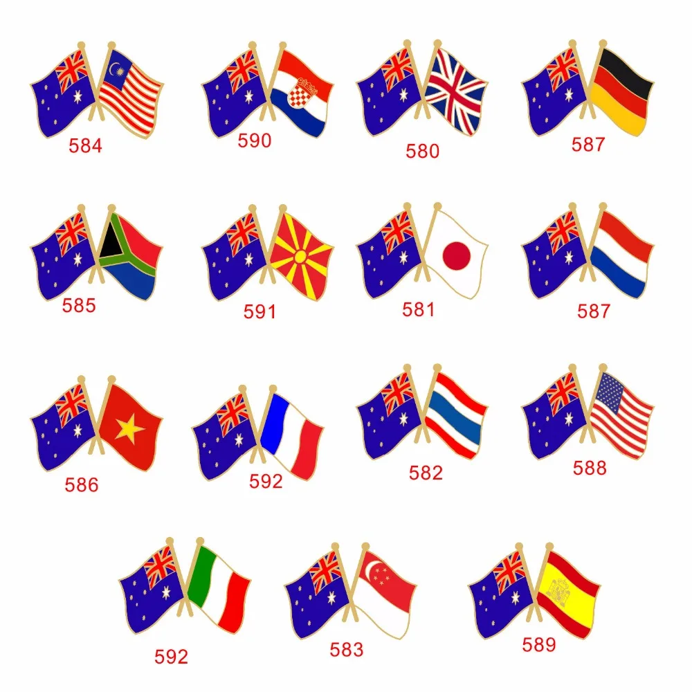 Double Flags Friendship National Flag Metal Lapel Pin Australia