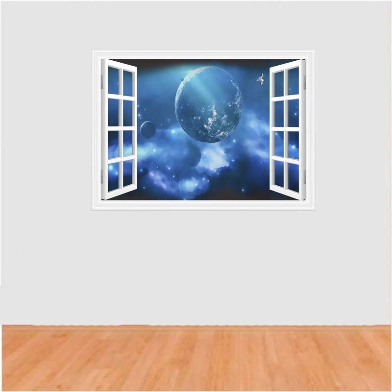 3D Space Star Wall Sticker PVC Decals Sofa Background Bedroom Living Room Decoration Ceilling Wallpaper Fake Window | Дом и сад
