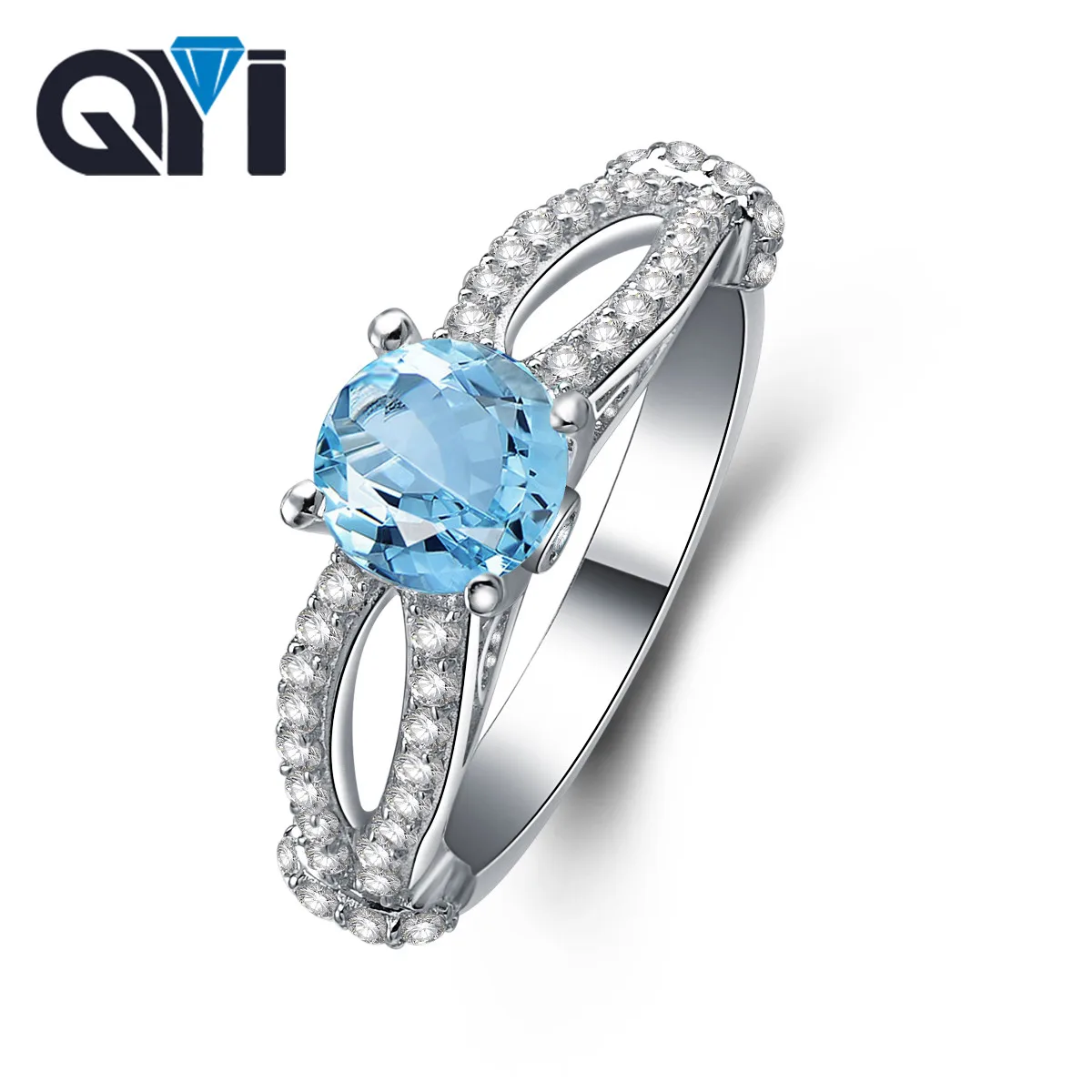QYI 925 Sterling Silver Split Band Rings 1.25 ct Round Cut Gemstone Fine Jewelry For Women Natural Sky Blue Topaz Solitaire Ring
QYI 925 Sterling Silver Split Band Rings 1.25 ct Round Cut Gemstone Fine Jewelry For Women Natural Sky Blue Topaz Solitaire Ring