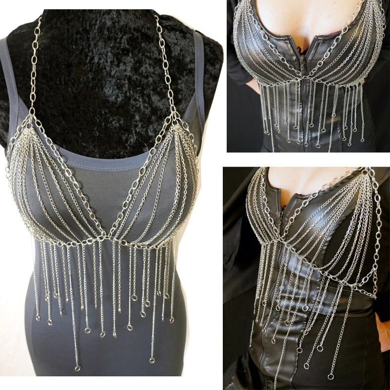 Chran Women Sexy Silver Gold Tone Mesh Beach Chain Bra Wear Slave Harness Tassel Necklace Waist Bikini Dress Jewelry DDBC1019
Chran Women Sexy Silver Gold Tone Mesh Beach Chain Bra Wear Slave Harness Tassel Necklace Waist Bikini Dress Jewelry DDBC1019