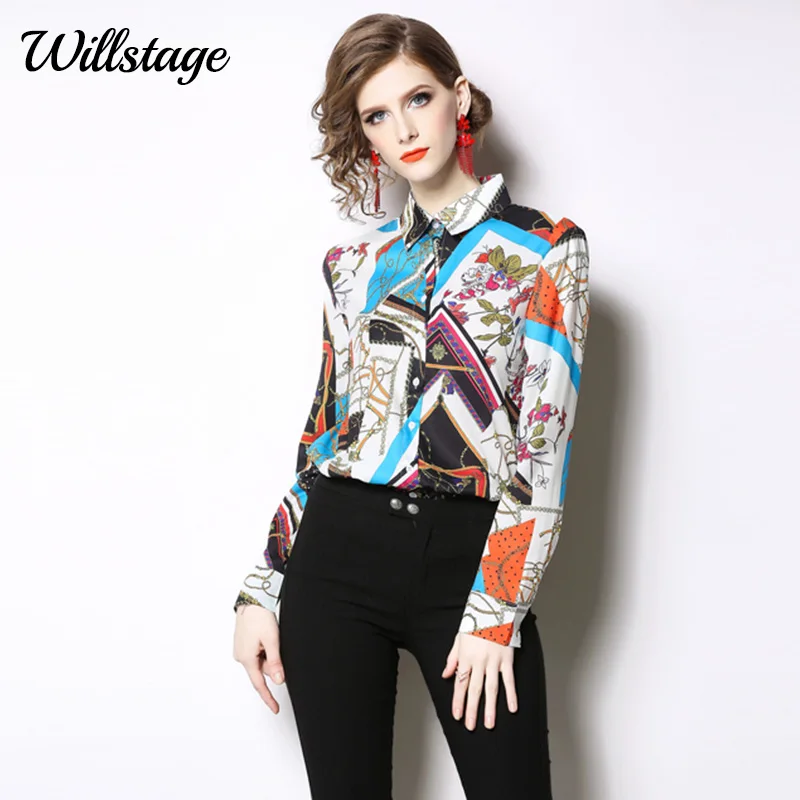Willstage Women Shirts printed European fashion Blouse Pattern Colorful shirt with long sleeves 2019 Summer Autumn Formal Tops
Willstage Women Shirts printed European fashion Blouse Pattern Colorful shirt with long sleeves 2019 Summer Autumn Formal Tops