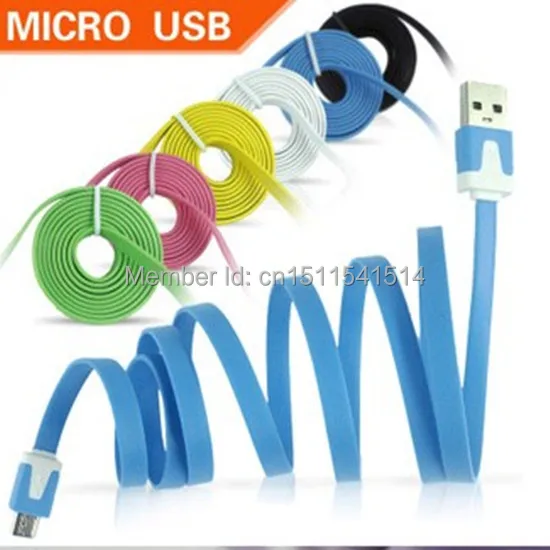 1000 шт./лот 1 м цветной плоский V8 micro usb зарядное устройство для Samsung android телефон |