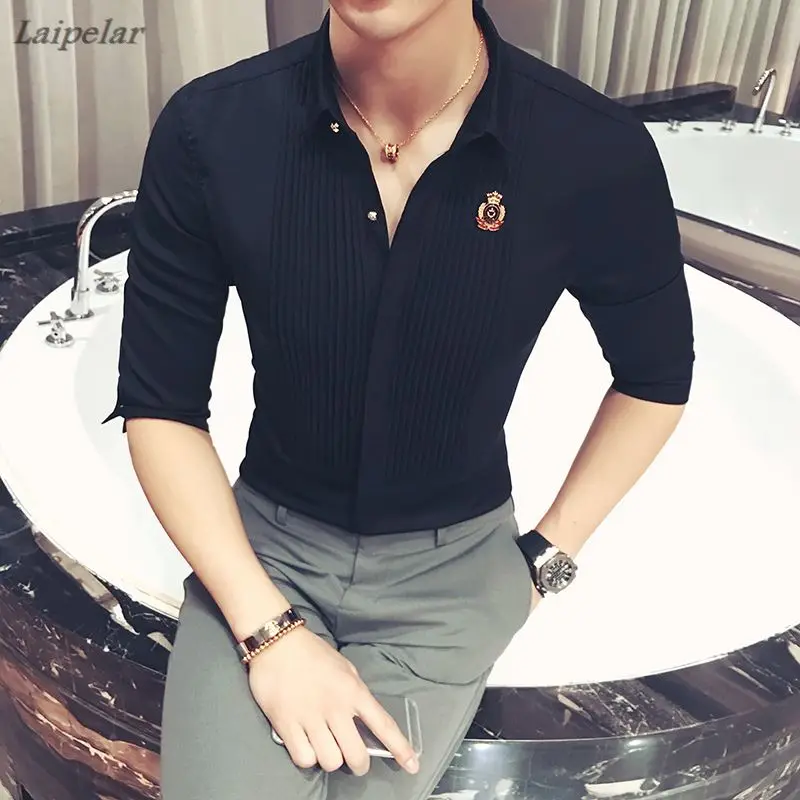 New summer autumn fashion brand men's clothing Slim fit men's 7 points sleeves nightclubs bar overalls shirt casual men's shirt
New summer autumn fashion brand men's clothing Slim fit men's 7 points sleeves nightclubs bar overalls shirt casual men's shirt