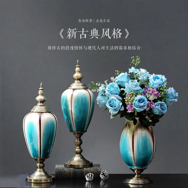 European Home Furnishing jewelry ornaments ceramic vase flower arrangement suits modern living room decoration crafts
European Home Furnishing jewelry ornaments ceramic vase flower arrangement suits modern living room decoration crafts