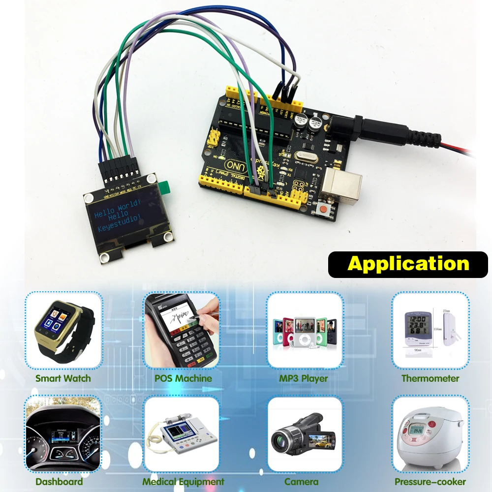 Keyestudio IIC SPI 1.3" 128x64 OLED V2.0 Graphic Display Module for Arduino UNO R3
Keyestudio IIC SPI 1.3" 128x64 OLED V2.0 Graphic Display Module for Arduino UNO R3