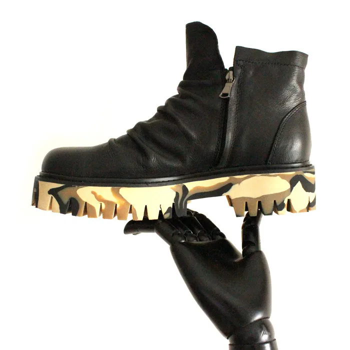 Genuine Leather black dress Shoes Style Men Pleated platform boots Double zipper Desert boots Spring Autumn men szie 38-44
Genuine Leather black dress Shoes Style Men Pleated platform boots Double zipper Desert boots Spring Autumn men szie 38-44