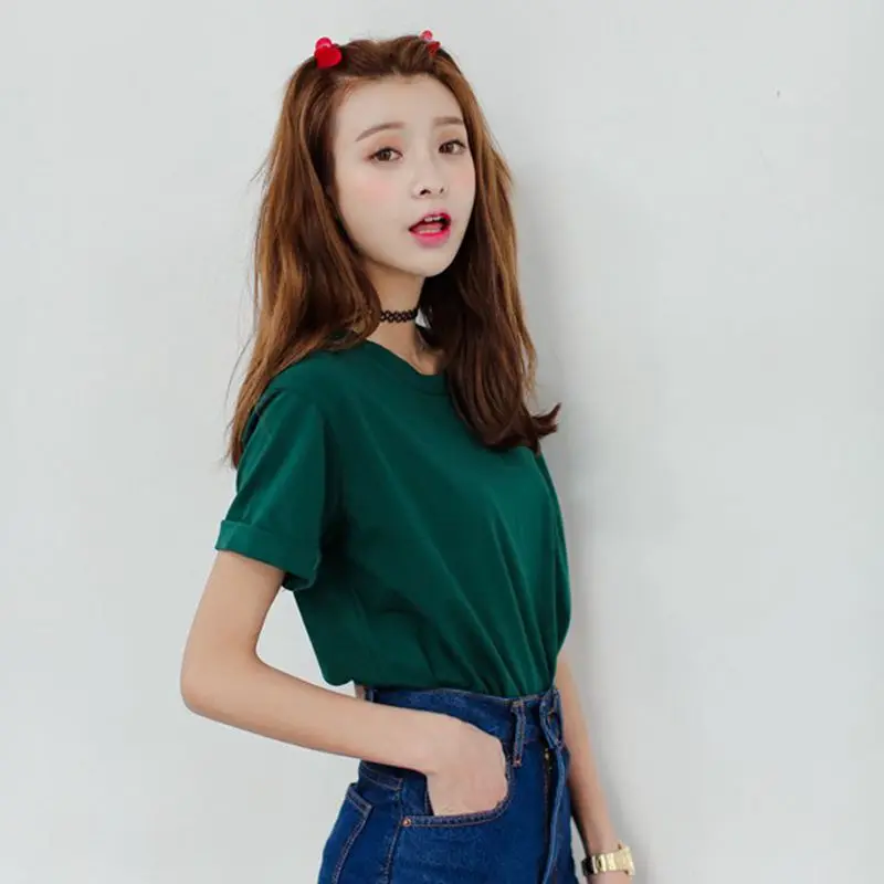 High elasticity summer t-shirt for women O-neck short sleeve cotton t-shirts girls Small fresh candy color loose tshirt y723
High elasticity summer t-shirt for women O-neck short sleeve cotton t-shirts girls Small fresh candy color loose tshirt y723