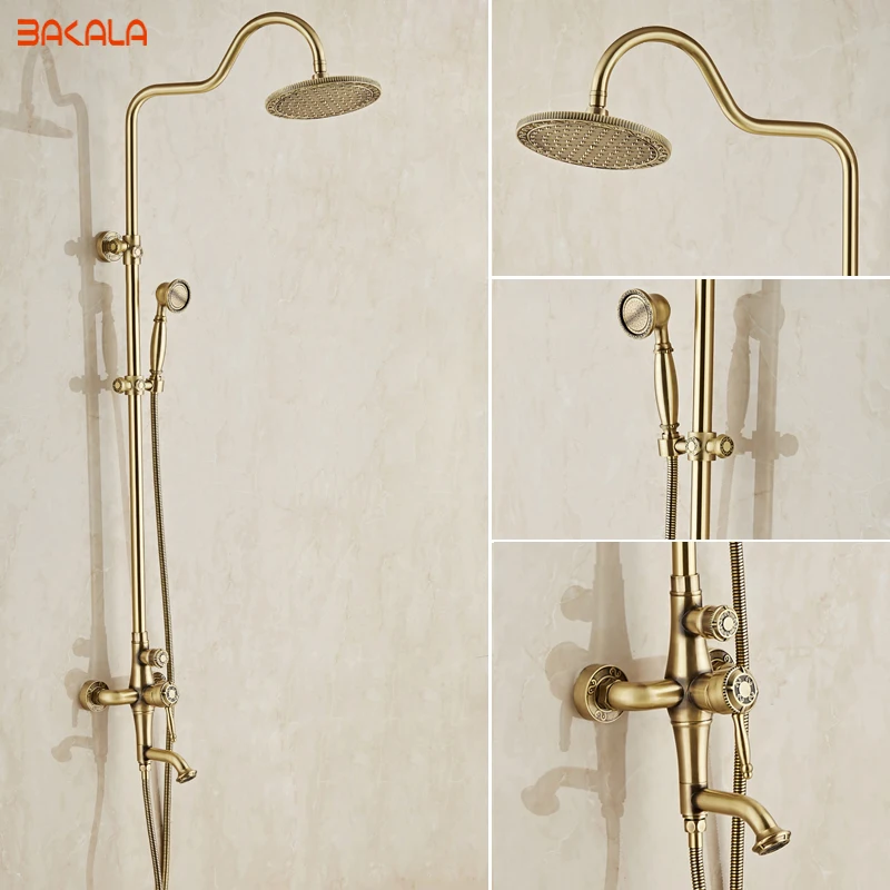 Modern 3-model Bathroom Surface Mount Brass Rainfall Shower Faucet Set Antique Brass with Handshower + Tub Spout
Modern 3-model Bathroom Surface Mount Brass Rainfall Shower Faucet Set Antique Brass with Handshower + Tub Spout