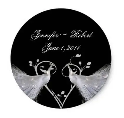 1.5inch Two White Peacocks and Heart Monogram on Black ... Classic Round Sticker
1.5inch Two White Peacocks and Heart Monogram on Black ... Classic Round Sticker