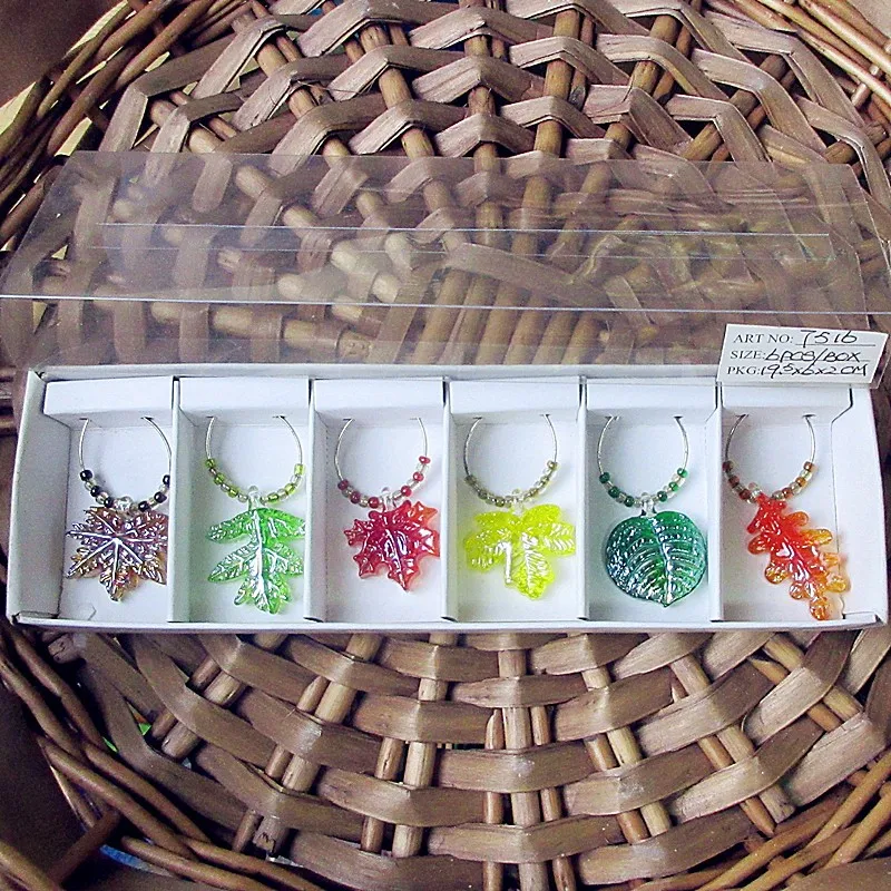 6pcs Custom wholesale hand blown murano glass leaves rings pendants goblet Marker Easter decoration wine glass charms set
6pcs Custom wholesale hand blown murano glass leaves rings pendants goblet Marker Easter decoration wine glass charms set
