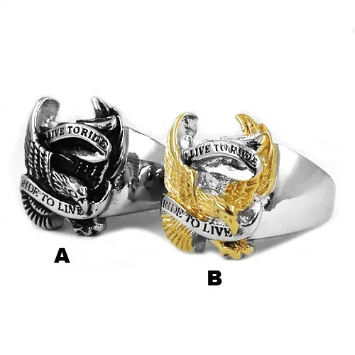 Wholesale Live To Ride Eagle Biker Ring Stainless Steel Ring Jewelry Silver Color Gold Classic Motor Biker Men Ring SWR0005A
Wholesale Live To Ride Eagle Biker Ring Stainless Steel Ring Jewelry Silver Color Gold Classic Motor Biker Men Ring SWR0005A