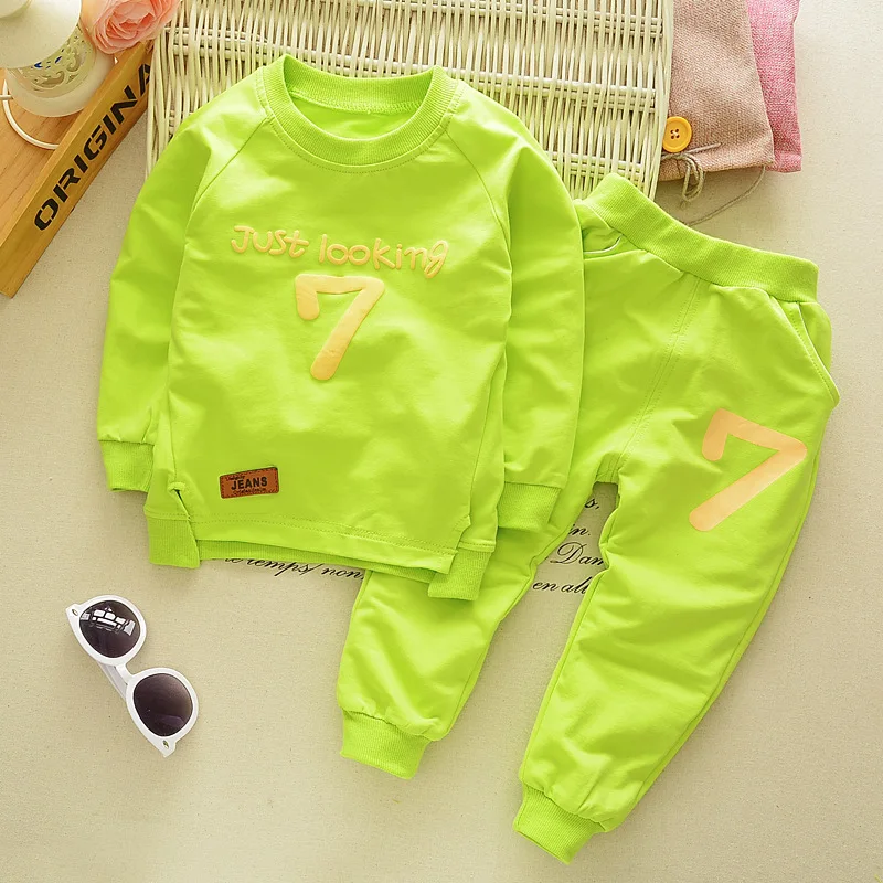 Spring Autumn Boys Girsls Clothing Cotton Long Sleeve Letter Sets Kids Clothes Tracksuit Baby T-Shirt Pants 2 Pcs/Suit | Детская одежда