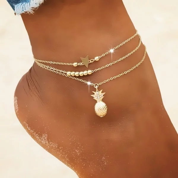 Fashion Ankle Chain Pineapple Pendant Anklet Beaded Beach Foot Jewelry Fashion Style Female Anklet
Fashion Ankle Chain Pineapple Pendant Anklet Beaded Beach Foot Jewelry Fashion Style Female Anklet