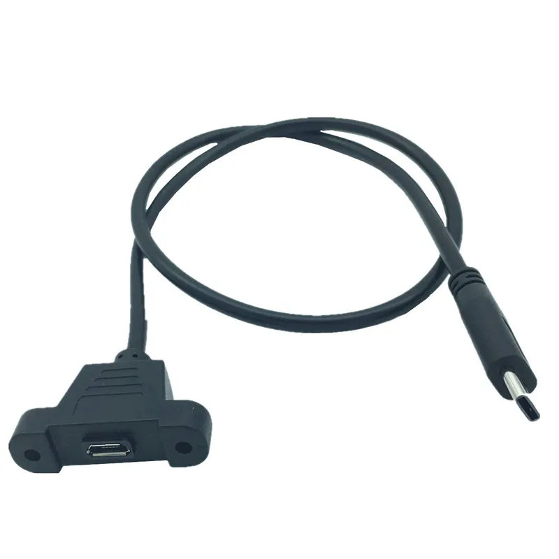 _ USB 3 1 Type-c Штекерный разъем к Micro 2 0 Женский Удлинительный кабель 50 см с винтами и