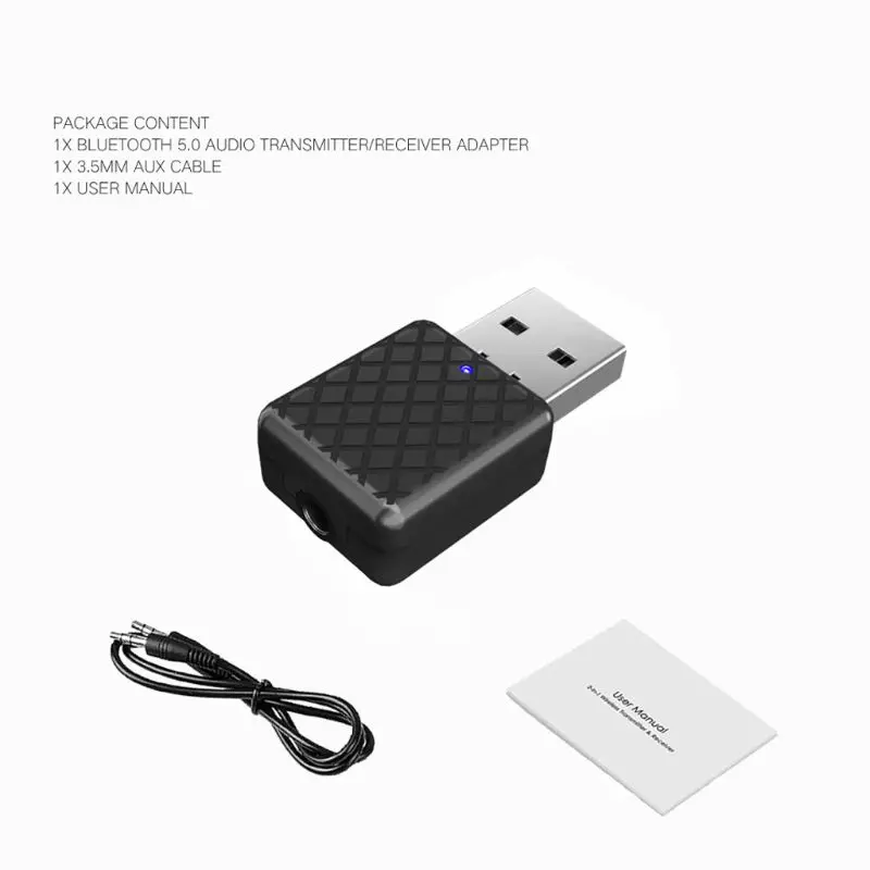 USB Bluetooth Receiver Transmitters 5.0 Wireless 3.5mm Audio Music Stereo Adapter for TV PC Speaker Headphone 10166 | Электроника