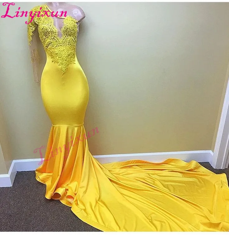 Yellow 2018 Prom Dresses Mermaid One-shoulder Long Sleeves Lace Pearls Party Maxys Long Prom Gown Evening Dresses Robe De Soiree
Yellow 2018 Prom Dresses Mermaid One-shoulder Long Sleeves Lace Pearls Party Maxys Long Prom Gown Evening Dresses Robe De Soiree