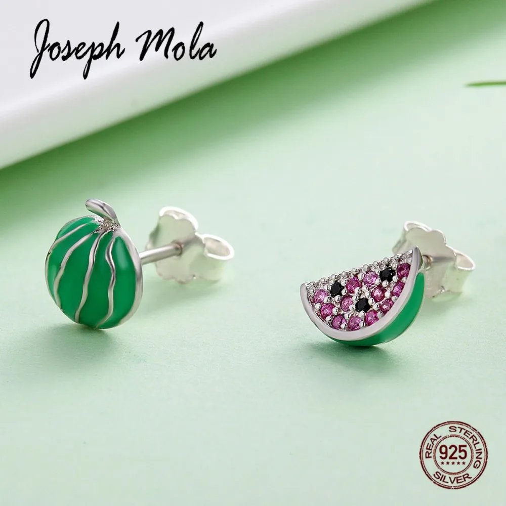 Joseph Mola 925 стерлингового серебра асимметрия зеленый арбуз CZ камень миниатюрные