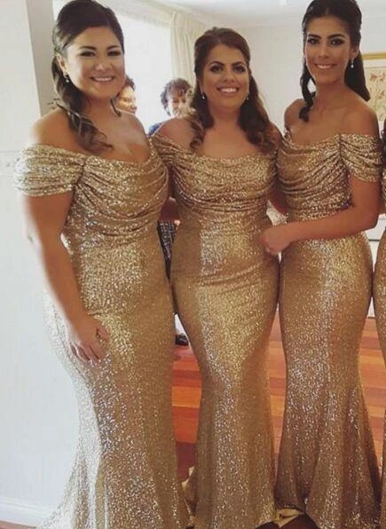Gold Cheap Bridesmaid Dresses Under 50 Mermaid Off The Shoulder Sequins Long Wedding Party Dresses For Women
Gold Cheap Bridesmaid Dresses Under 50 Mermaid Off The Shoulder Sequins Long Wedding Party Dresses For Women