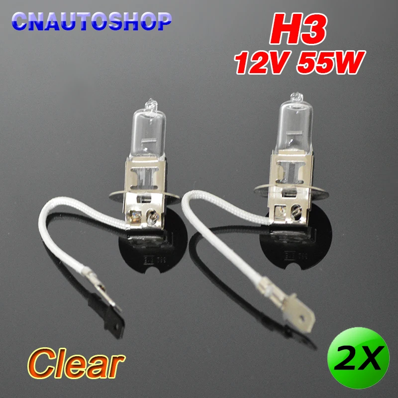 Галогенные лампы Hippcron 2 X H3 прозрачные 12V55W 3800K кварцевые стеклянные Автомобильные