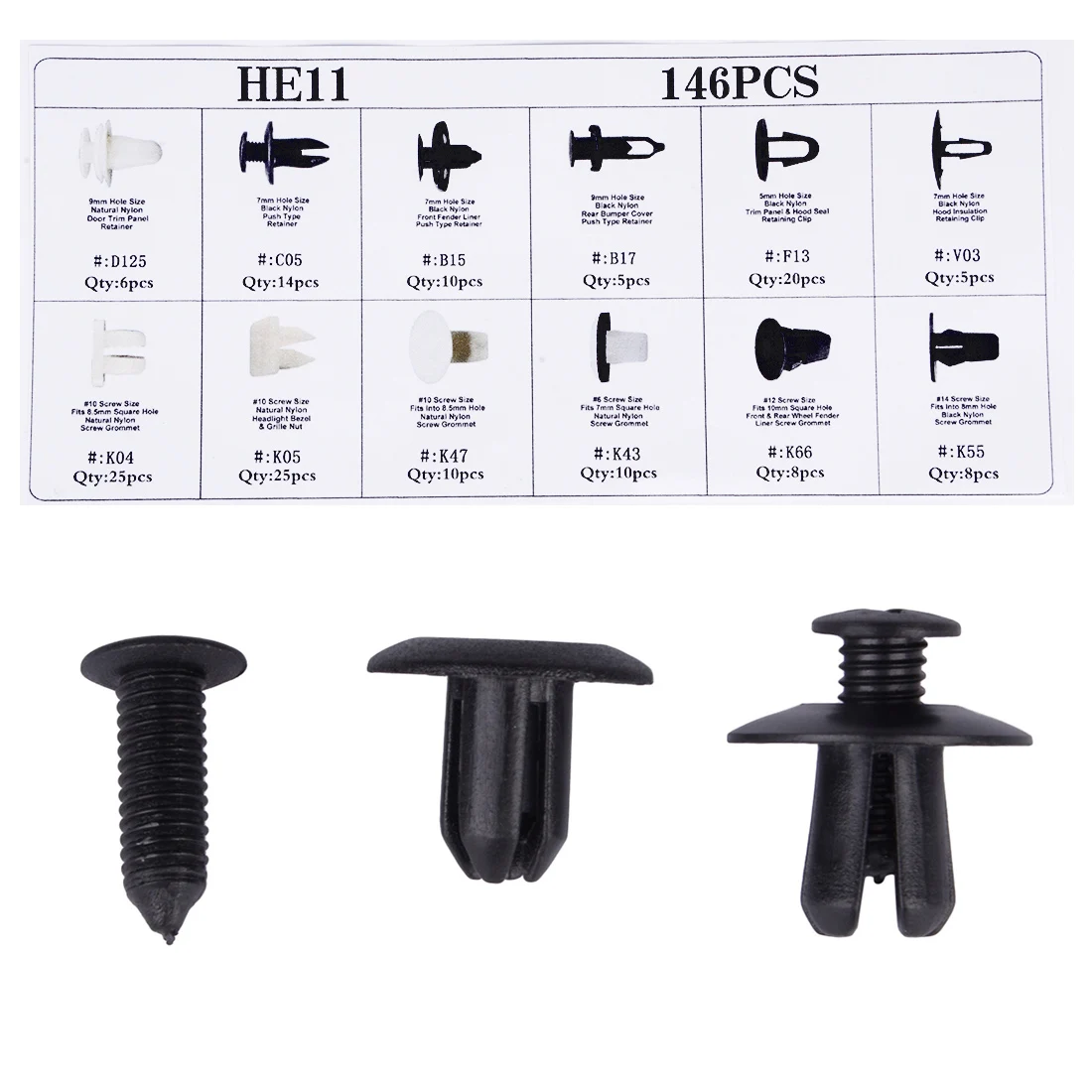 Dewtreetal 12 Sizes 146pcs Universal Car Bumper Fastener Fixed Clamp Mixed Auto Clip Rivet Retainer Car-styling Car Accessories
Dewtreetal 12 Sizes 146pcs Universal Car Bumper Fastener Fixed Clamp Mixed Auto Clip Rivet Retainer Car-styling Car Accessories
