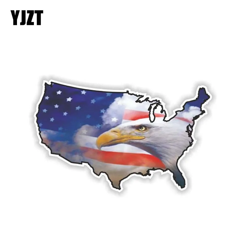 

YJZT 14 см * 8,3 см смешная Америка США Орел карта автомобиля стикер флаг креативная наклейка 6-0907