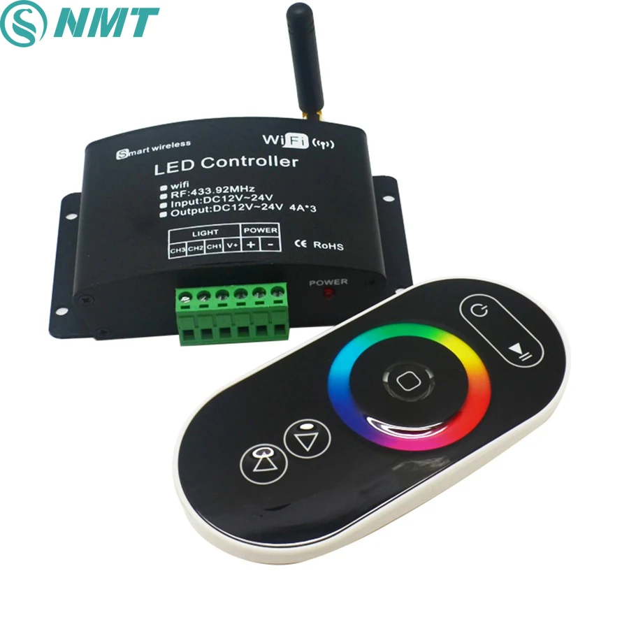 

1pcs DC12v 24V 12A wifi 2.4Ghz 433.92Mhz rgb /color temperature /dimmer touch panel led remote controller control by Android/IOS