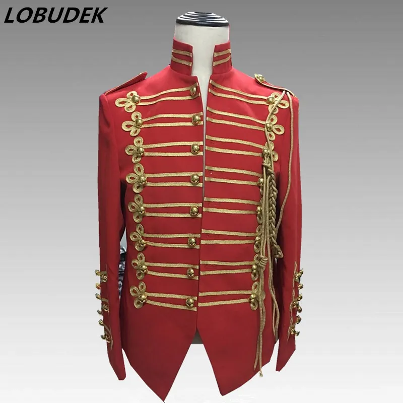 Plus Size S-3XL Men's Red Court Dress Gold Embroidery Jacket Male Singer Host Concert Performance Costume Military Uniform Coat
Plus Size S-3XL Men's Red Court Dress Gold Embroidery Jacket Male Singer Host Concert Performance Costume Military Uniform Coat