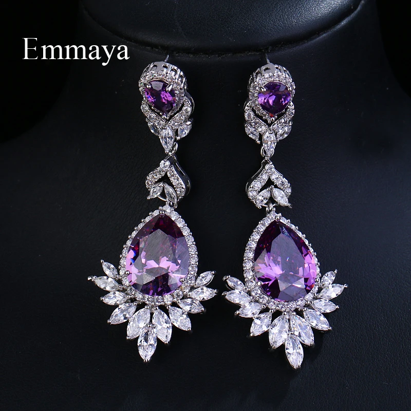 Emmaya Brand Sliver Color Water Drop Shape Purple Zircon Crystal Pendant Stud Earrings For Women Bridal Wedding Jewelry
Emmaya Brand Sliver Color Water Drop Shape Purple Zircon Crystal Pendant Stud Earrings For Women Bridal Wedding Jewelry