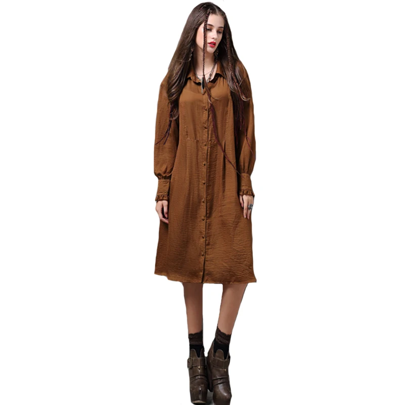 TUHAO Turn-down Collar Lantern Sleeve Front Single Breasted Vintage Dress Women Casual Blusa Long Dresses Femme T82065
TUHAO Turn-down Collar Lantern Sleeve Front Single Breasted Vintage Dress Women Casual Blusa Long Dresses Femme T82065