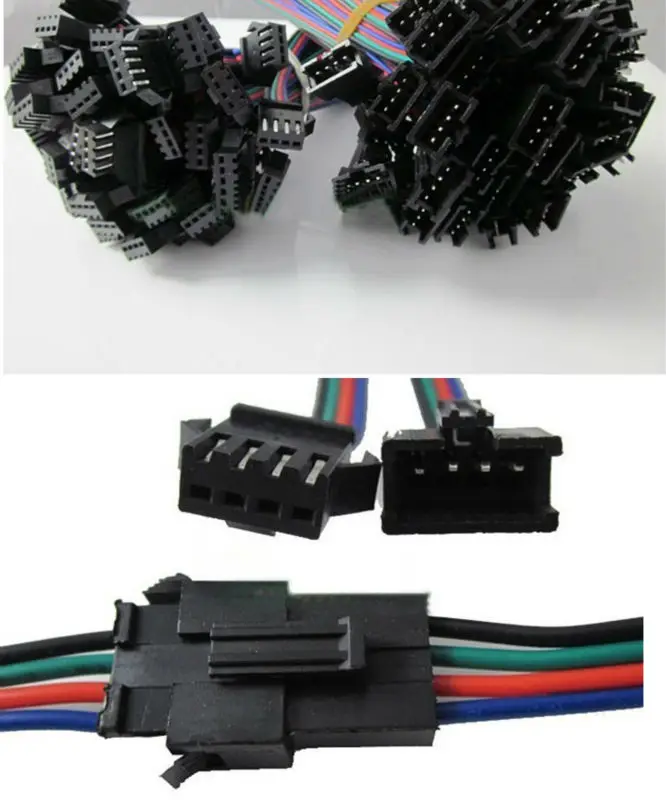 Free shipping 60PCS ( 30 set ) 4 PIN Male and Female RGB connector Wire Cable For 3528 5050 SMD LED Strip
Free shipping 60PCS ( 30 set ) 4 PIN Male and Female RGB connector Wire Cable For 3528 5050 SMD LED Strip