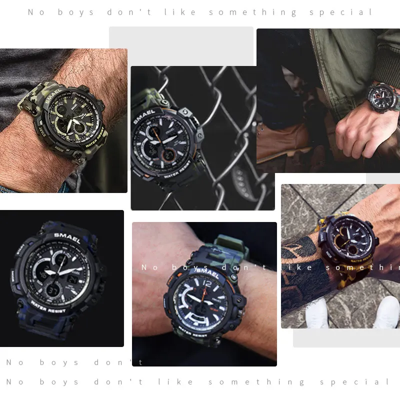 50M Waterproof Quartz Watch Men Clock Dual Display LED Army Military Sport Wristwatch SMAEL Original Luxury Brand reloj hombre
50M Waterproof Quartz Watch Men Clock Dual Display LED Army Military Sport Wristwatch SMAEL Original Luxury Brand reloj hombre