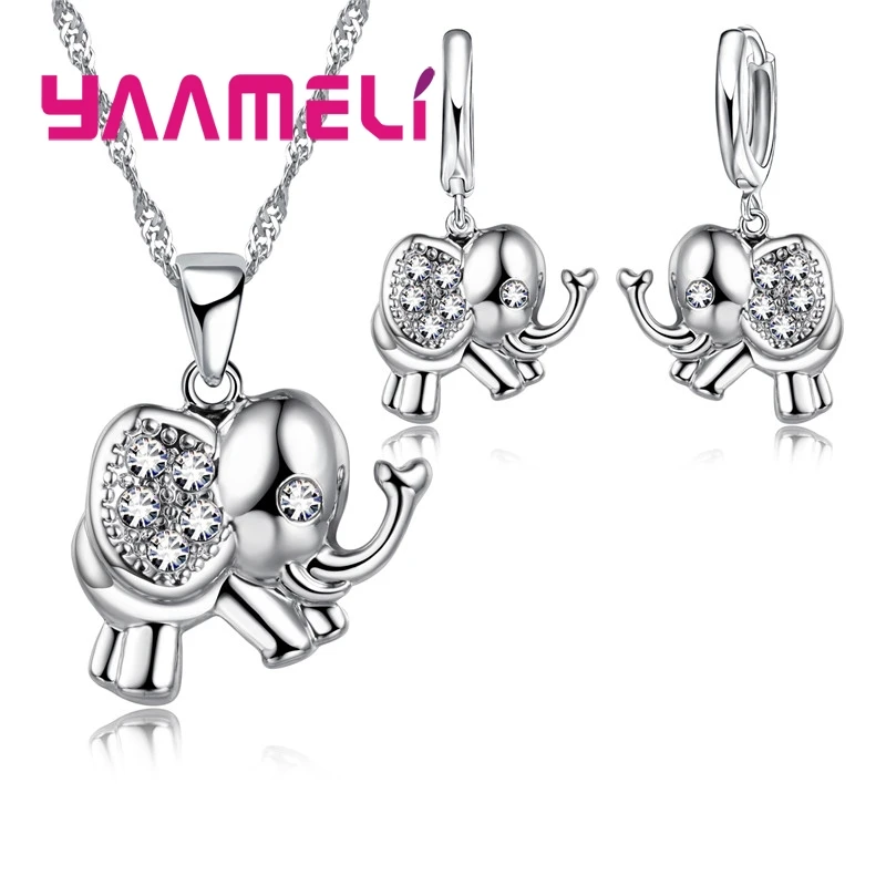 Newest Fine 925 Sterling Silver Jewelry Sets Shining Austrian Crystal CZ Elephant Design Necklace Earrings for Women Girl Gift
Newest Fine 925 Sterling Silver Jewelry Sets Shining Austrian Crystal CZ Elephant Design Necklace Earrings for Women Girl Gift