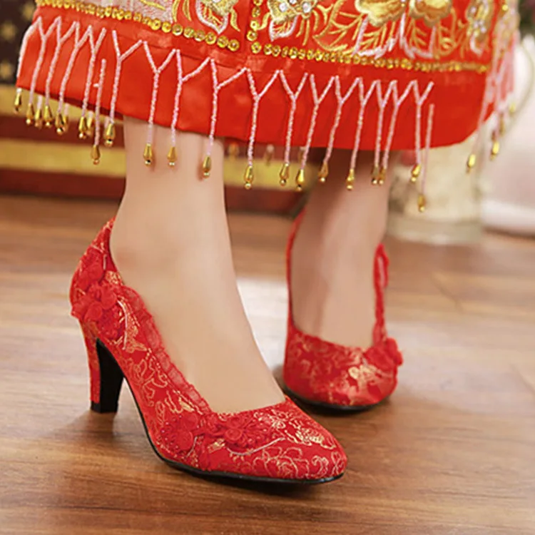 New Red Wedding Shoes High-heeled Cheongsam Thick with Elegant Romantic Women's Single Shoes Auspicious Embroidered Bridal Shoes
New Red Wedding Shoes High-heeled Cheongsam Thick with Elegant Romantic Women's Single Shoes Auspicious Embroidered Bridal Shoes