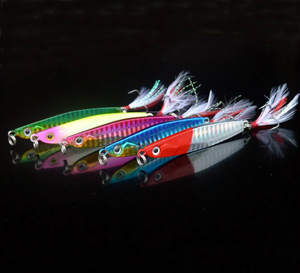 5PCS Deep sea Jigging Fishing Ocean Boat Rock Beach Slow Jig Jigbait Spoon Lure baits Feather Hook 28g
5PCS Deep sea Jigging Fishing Ocean Boat Rock Beach Slow Jig Jigbait Spoon Lure baits Feather Hook 28g