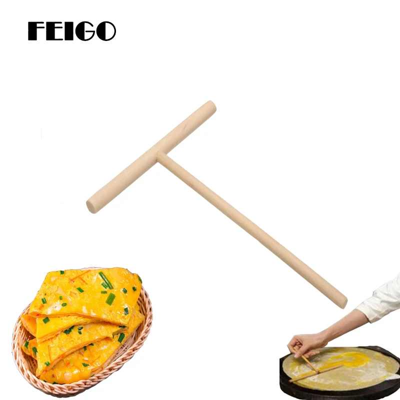 FEIGO High Quality Wooden T Type Waffle Tortilla Cake Round Rolling Pancake Scraper Paste Batter Rolling Kitchen Gadgets F612
FEIGO High Quality Wooden T Type Waffle Tortilla Cake Round Rolling Pancake Scraper Paste Batter Rolling Kitchen Gadgets F612