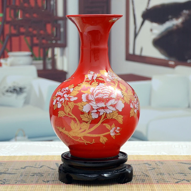Jingdezhen Furnishing Articles China Red Ceramic Vases Peony Flower Household Hotel Sitting Room Porch TV Ark Wedding Decoration
Jingdezhen Furnishing Articles China Red Ceramic Vases Peony Flower Household Hotel Sitting Room Porch TV Ark Wedding Decoration
