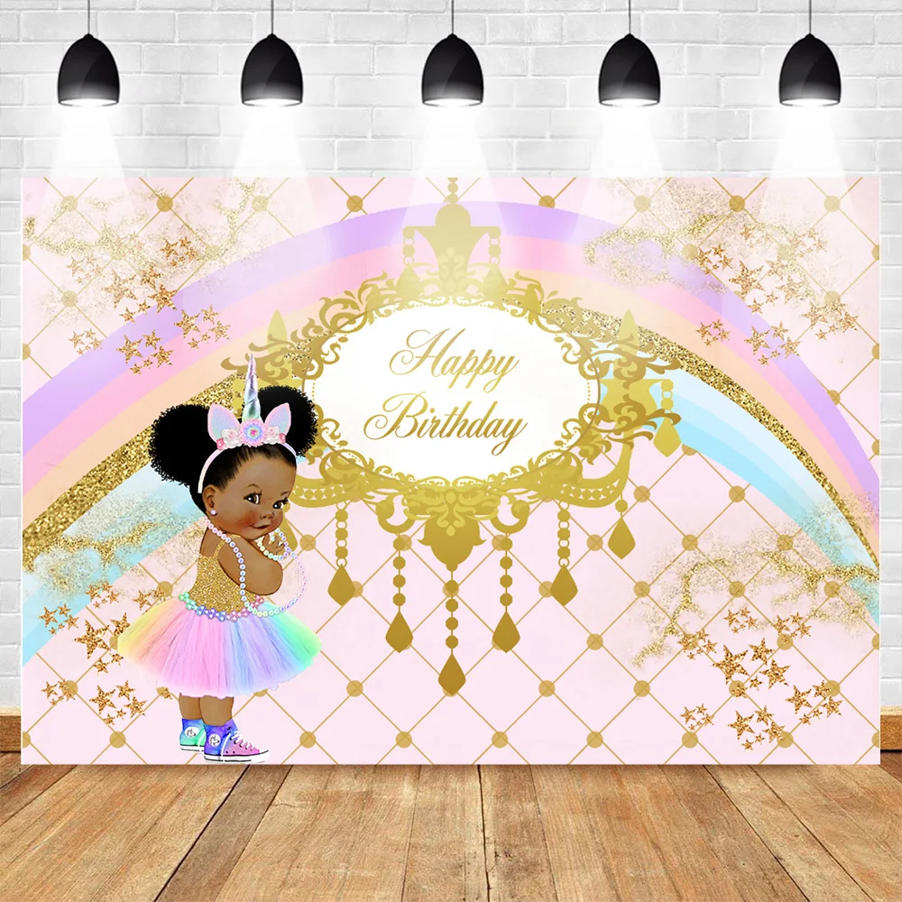 Sweet Rainbow Birthday Theme Photography Backdrops Royal Princess Unicorn Gold Pink Birthday Party Banner Decoration
Sweet Rainbow Birthday Theme Photography Backdrops Royal Princess Unicorn Gold Pink Birthday Party Banner Decoration