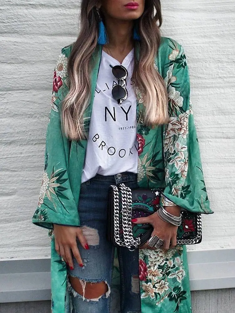 Women Boho Casual Loose Chiffon Cardigan Lady Beach Floral Kimono Tops Trench Summer Fashion Clothing
Women Boho Casual Loose Chiffon Cardigan Lady Beach Floral Kimono Tops Trench Summer Fashion Clothing