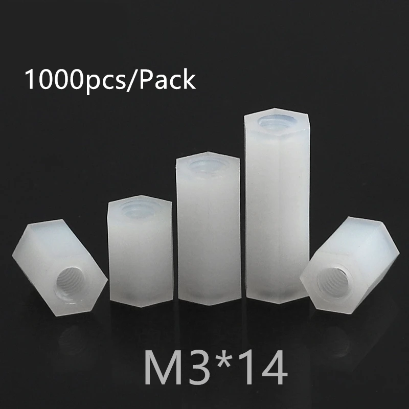 1000 шт. M3 * 14 M3x14 нейлоновая прокладка, распорка PCB, Женская колонка, плоская головка, двойные проходы, нейлоновые пластиковые резьбовые винты, шестигранные длинные гайки
1000 шт. M3 * 14 M3x14 нейлоновая прокладка, распорка PCB, Женская колонка, плоская головка, двойные проходы, нейлоновые пластиковые резьбовые винты, шестигранные длинные гайки