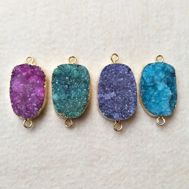 5pcs oval-shaped gold Plated Natural Agate Druzy Geode Pendant Connector Double Bail DIY Making Bracelet necklace Jewelry CT34
5pcs oval-shaped gold Plated Natural Agate Druzy Geode Pendant Connector Double Bail DIY Making Bracelet necklace Jewelry CT34