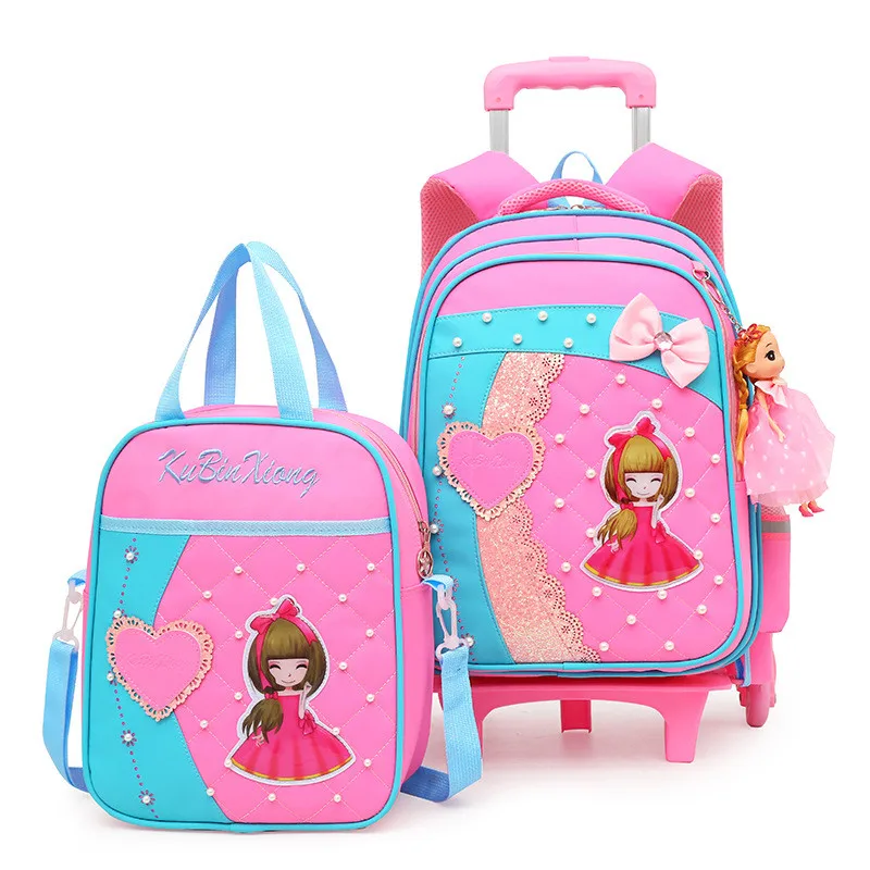Cute 2pcs sets School Trolley backpack school bag for girls school bag 2/6 wheels Princess wheeled luggage Backpacks Mochila
Cute 2pcs sets School Trolley backpack school bag for girls school bag 2/6 wheels Princess wheeled luggage Backpacks Mochila