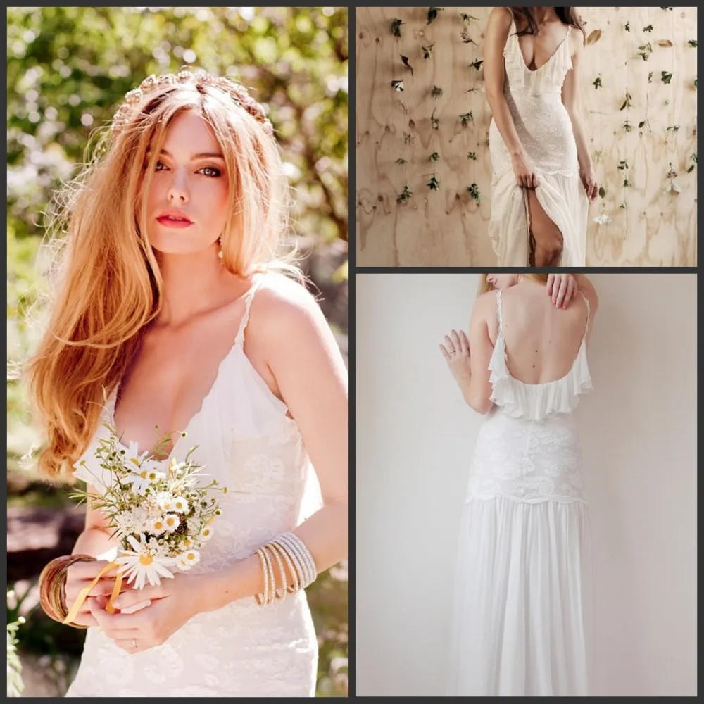 2016 Amazing Charming Bridal Gowns Bohemian Wedding Dresses Spaghetti A-Line Chiffon Appliques Scoop Ruffles Backless DE00815
2016 Amazing Charming Bridal Gowns Bohemian Wedding Dresses Spaghetti A-Line Chiffon Appliques Scoop Ruffles Backless DE00815