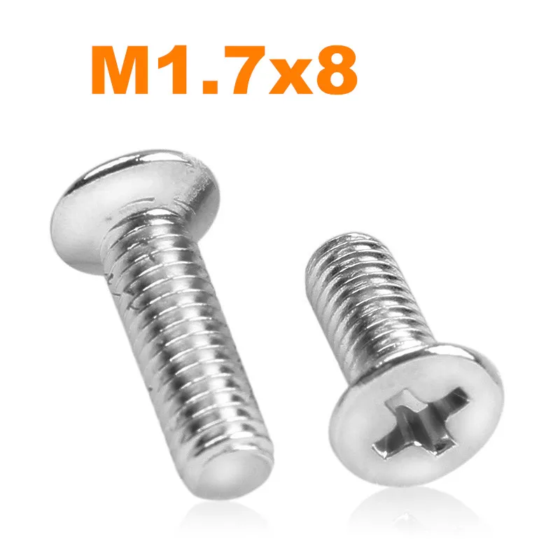 1000pcs/lot M1.7*8 KM Countersunk / flat head philips micro machine screw nickel plated