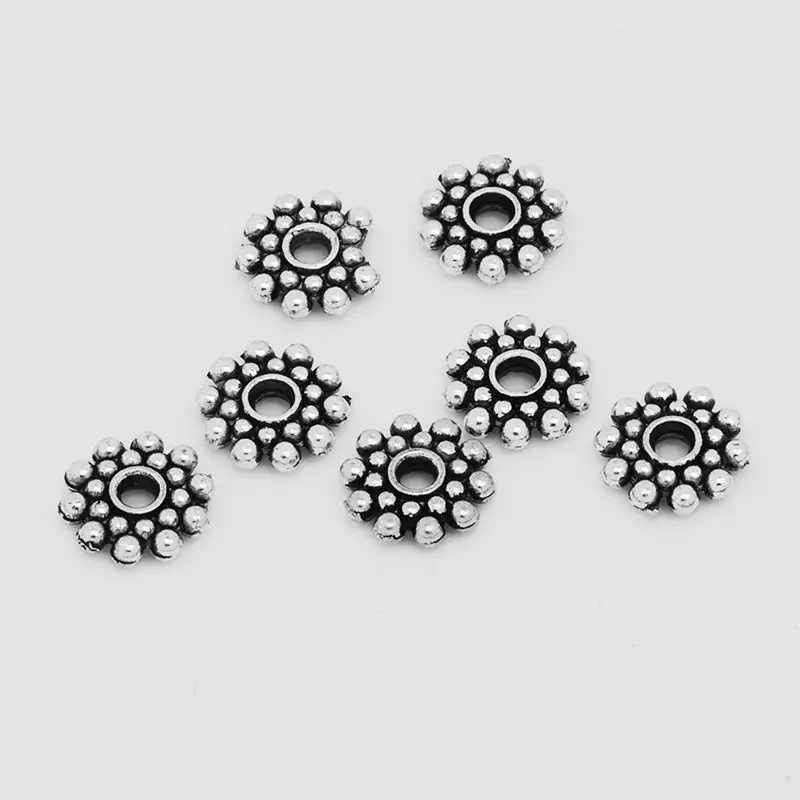 

Best Deal 100pcs/lot Tibetan Silver Daisy Spacer Metal Beads 8mm for Jewelry Making -10038758