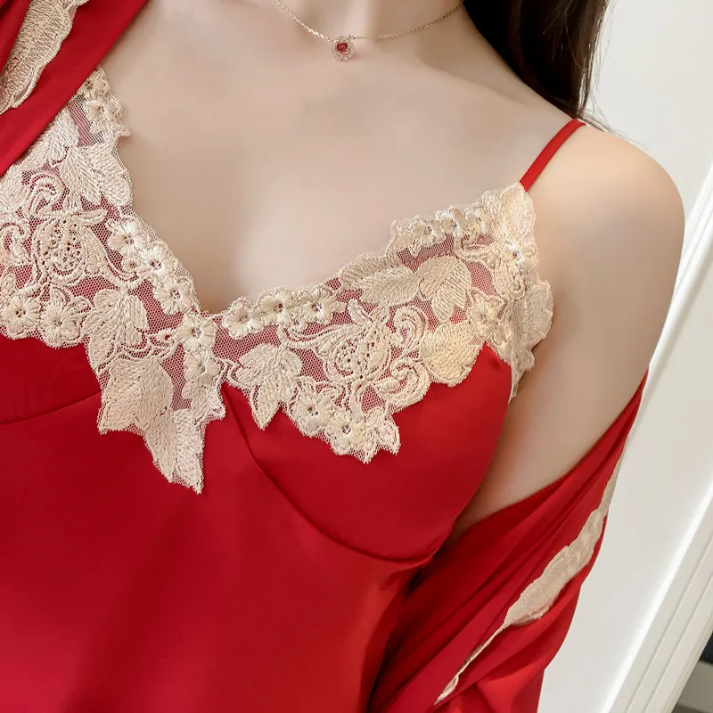 Seedrulia pajamas sets Robe for women fashion lace satin pijama summer nightwear sexy lingerie pajamas pyjamas women homewear
Seedrulia pajamas sets Robe for women fashion lace satin pijama summer nightwear sexy lingerie pajamas pyjamas women homewear