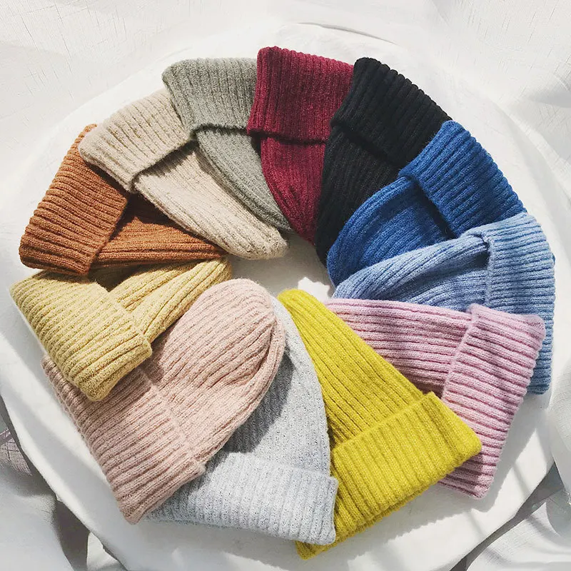 2018 Wo мужские теплые зимние шапки и вязаные Skullies Beanies одноцветные для мужчин