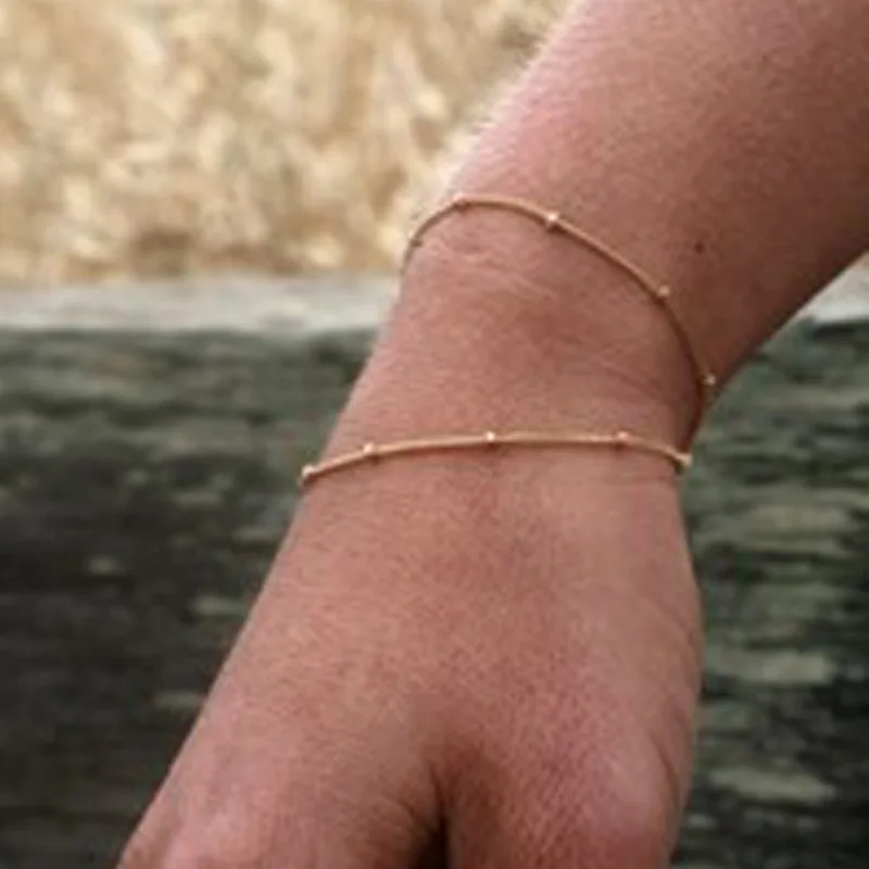 Summer Bracelets & Bangles Dainty Double-Layer Satellite Chain Gold Bracelet Wedding Gift | Украшения и аксессуары